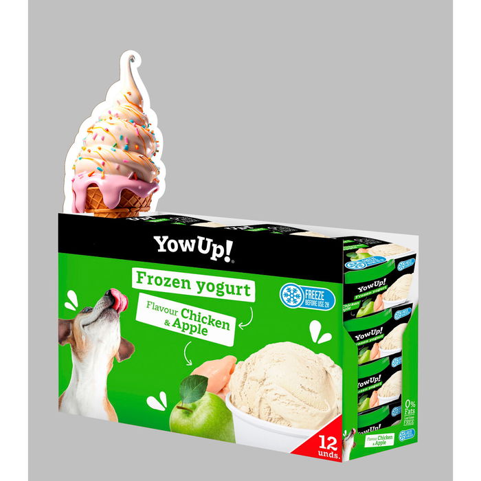 Yow Up! Helado de Yogur para Perros - Bacon Cake, Salmón Tartar y Pollo & Manzana - 12 Unidades de 110 g