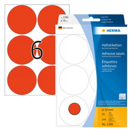HERMA Etiquetas de identificación Ø 50,0 mm rojo brillante