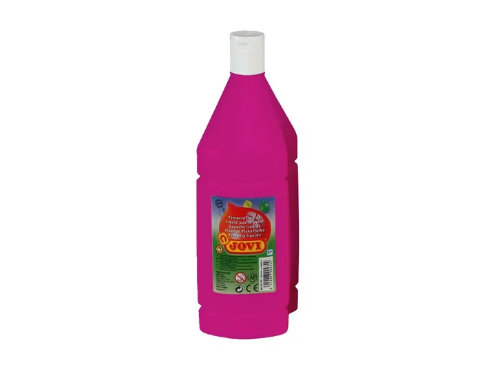 Jovi Témpera Líquida Paint Magenta Botella 1000 mL - Témpera base agua de alto poder cubriente y secado rápido, colores intensos y lavables, sin gluten