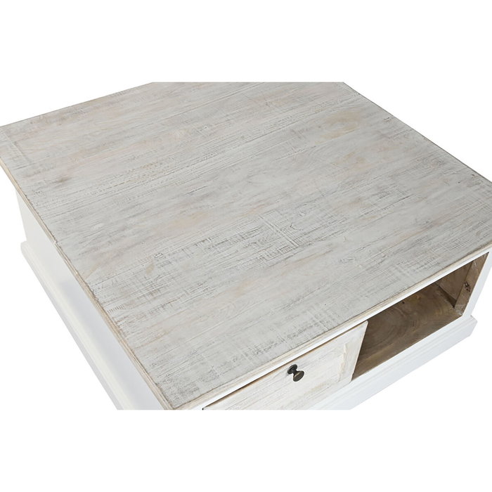 DKD Home Decor Mesa de Centro de Mango Blanca 90x90x40 DKD Home Decor Mesa de Centro de Mango Blanca 90x90x40
