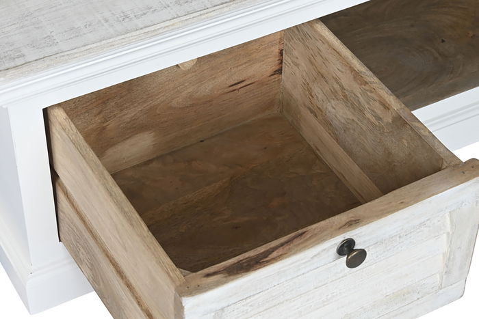 DKD Home Decor Mesa Centro Romantico Blanco Mango 90x90x40 cm 2 Cajones