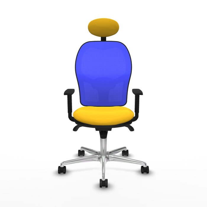PIQUERAS Y CRESPO Silla de oficina Jorquera con mecanismo Sincro, Similpiel Amarillo y Malla Azul