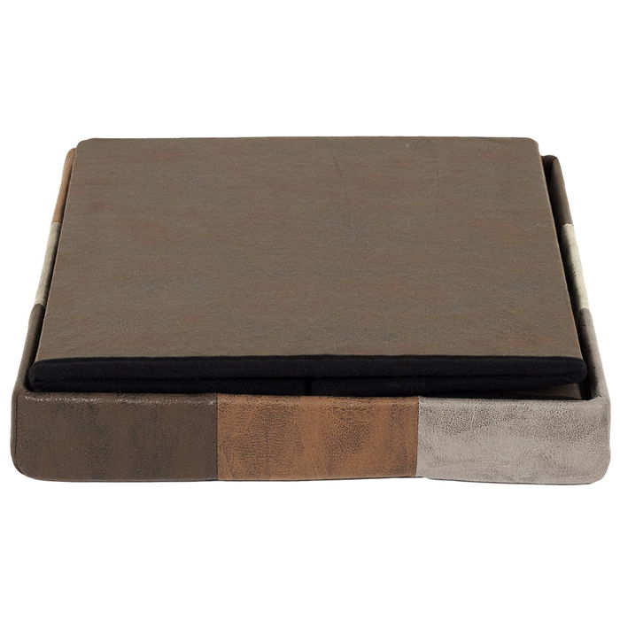 Home Deco Factory Caja-Puf Plegable Patchwork Poliéster Colección Industriel