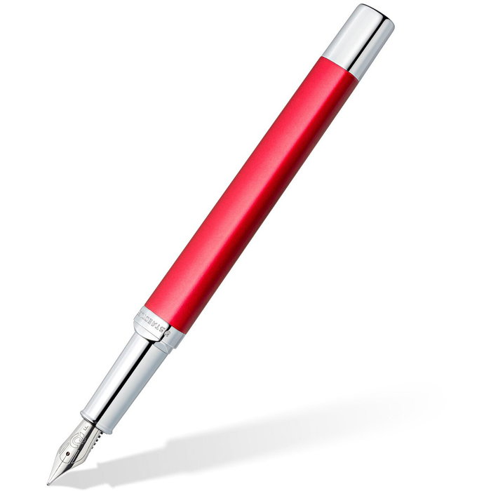 STAEDTLER Pluma estilográfica triplus 474 Rojo Fino recargable con cartucho Azul Acero inoxidable