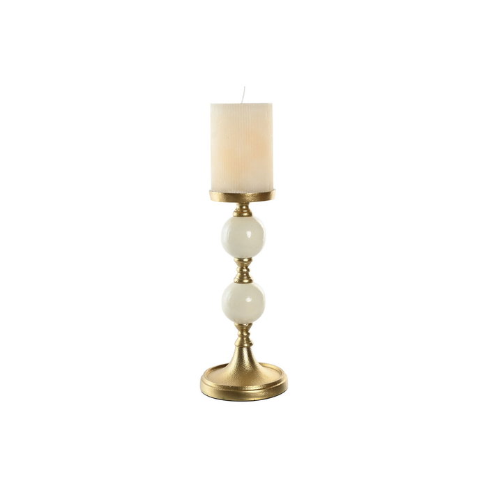 DKD Home Decor Candelabro de Aluminio con Bolas Dorado y Blanco