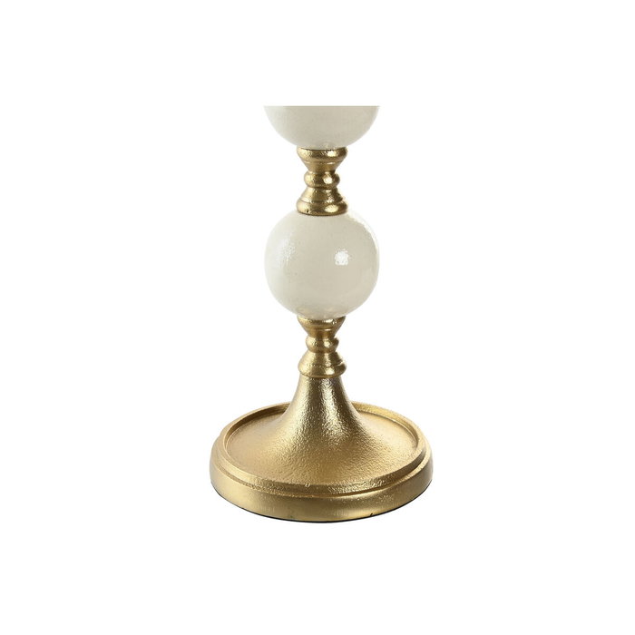 DKD Home Decor Candelabro de Aluminio con Bolas Dorado y Blanco