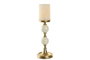 DKD Home Decor Candelabro Moderno Dorado Blanco Aluminio 15 x 33 x 15 cm