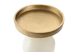 DKD Home Decor Candelabro Moderno Dorado Blanco Aluminio 15 x 33 x 15 cm