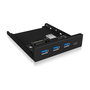 ICY BOX IB-HUB1418-i3 Hub USB 3.0 Frontpanel con 3 Puertos Tipo A y 1 Puerto Tipo C, Negro - GL3520 ASM1543, 101 mm x 137 mm x 25 mm, 143 g