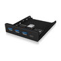 ICY BOX IB-HUB1418-i3 Hub USB 3.0 Frontpanel con 3 Puertos Tipo A y 1 Puerto Tipo C, Negro - GL3520 ASM1543, 101 mm x 137 mm x 25 mm, 143 g