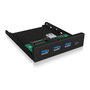 ICY BOX IB-HUB1418-i3 Hub USB 3.0 Frontpanel con 3 Puertos Tipo A y 1 Puerto Tipo C, Negro - GL3520 ASM1543, 101 mm x 137 mm x 25 mm, 143 g