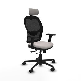 PIQUERAS Y CRESPO Silla de oficina Jorquera con mecanismo Sincro/Traslack, Blanco y Negro