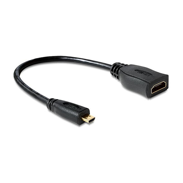 DeLOCK 65391 Cable HDMI High Speed con Ethernet, HDMI Micro tipo D a HDMI tipo A, 23 cm