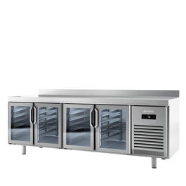INFRICO Frente de Mostrador Refrigerado 4 Puertas S/E 2452x600x1000 mm, 695 l, Acero Inoxidable AISI 304, Control Digital
