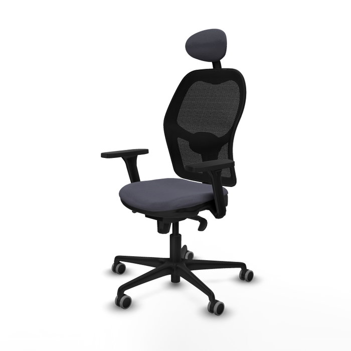 PIQUERAS Y CRESPO Silla de oficina Jorquera con mecanismo Sincro, Tela Gris y Malla Negra
