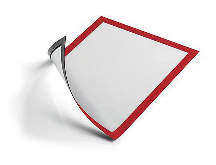 Durable Marco Porta Anuncios Magnético DIN A4, Removible para Información de Seguridad, Color Rojo, Pack de 5 Unidades