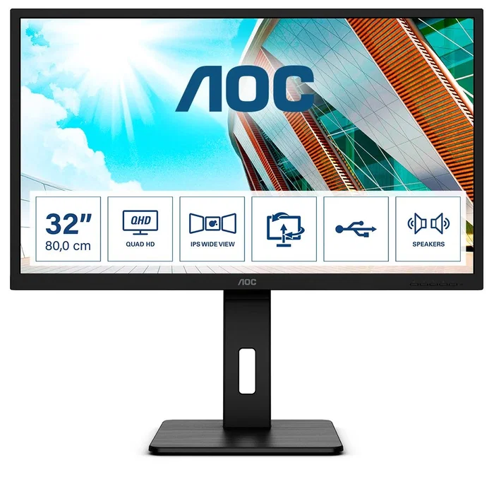 AOC Q32P2 Monitor Profesional 31.5 pulg QHD IPS 75 Hz Negro AOC Q32P2 Monitor Profesional 31.5 pulg QHD IPS 75 Hz Negro