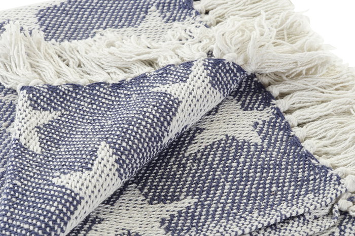 DKD Home Decor Plaid Mediterraneo Azul Beige 170 x 130 cm (4 Unidades) Algodon