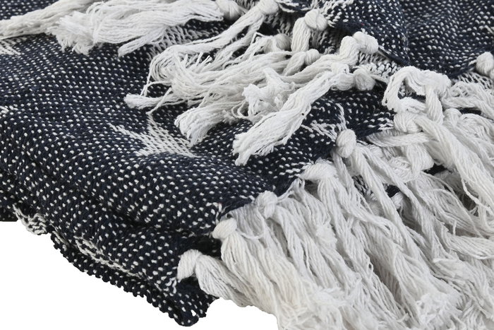 DKD Home Decor Plaid Mediterraneo Azul Beige 170 x 130 cm (4 Unidades) Algodon