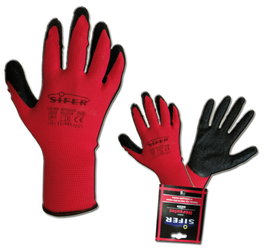 SIFERTEX Guante Látex Rugoso Rojo/Negro T-10 XL