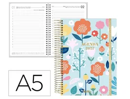 Liderpapel Agenda 2027 Fantasy Bold Flowers Día por Página A5