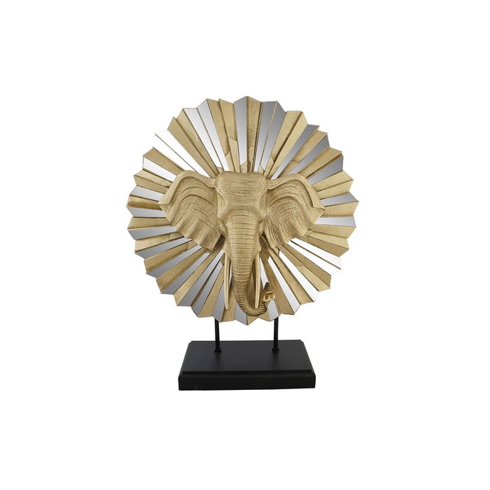 DKD Home Decor Figura de Elefante en Resina y Cristal Dorado