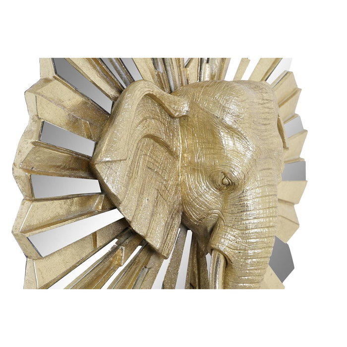 DKD Home Decor Figura de Elefante en Resina y Cristal Dorado