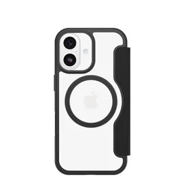 OtterBox React Folio MagSafe Series para Apple iPhone 17, Negro Crystal transparente/negro