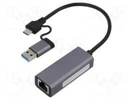 Gembird A-USB3AC-LAN-01 Adaptador de red USB 3.1 + Tipo C Gigabit, gris espacial