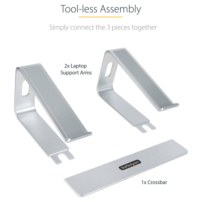 StarTech Soporte de Escritorio para Portátil de Aluminio, Base Elevadora Ergonómica, Plata, hasta 5kg