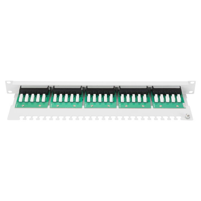 DIGITUS Patch Panel Cat 3 de 25 puertos RJ45 para rack de 19 pulgadas, gris