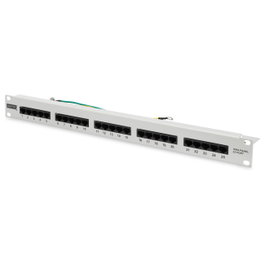 DIGITUS Patch Panel Cat 3 de 25 puertos RJ45 para rack de 19 pulgadas, gris