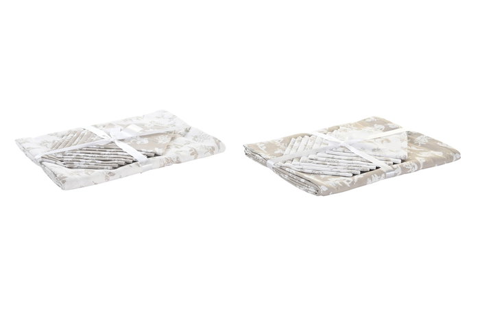 DKD Home Decor Mantel Atlantic forest 2022 Alpino Marron Claro Blanco 250 x 150 cm Set de 9 (2 Unidades) Algodon