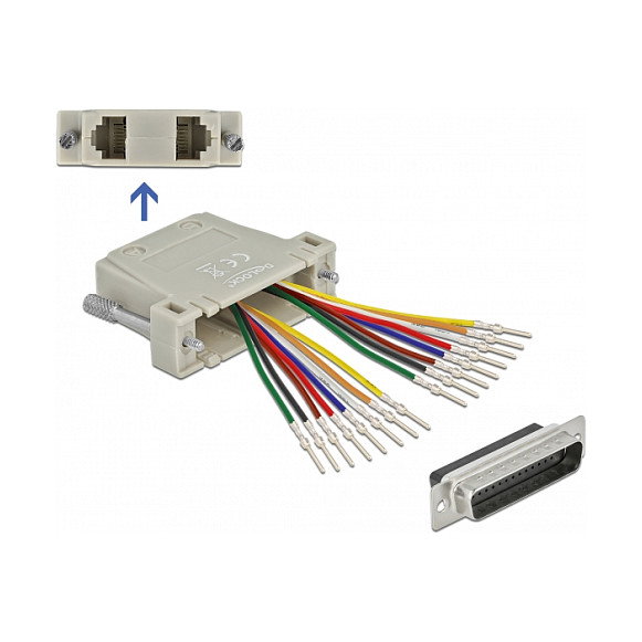 DeLOCK Adaptador D-Sub HD 44 Pin Macho a 2 x RJ45 Hembra con Kit de Montaje Beige DeLOCK Adaptador D-Sub HD 44 Pin Macho a 2 x RJ45 Hembra con Kit de Montaje Beige