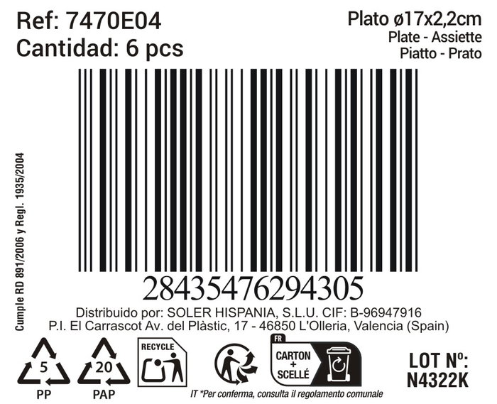 La Mediterranea Plato "Black Clay" Ø17 x 2,2 cm (24 Unidades)