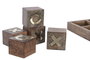 DKD Home Decor Juego Colonial Marron Dorado 20.5 x 4.5 x 20.5 cm Set de 2