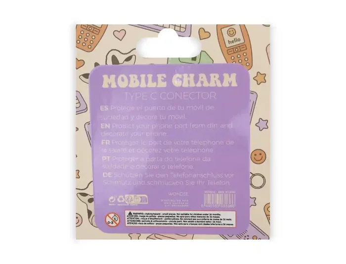 Wondee Charm Funny Protegepuertos Móvil con Colgante Floral Blanco para Tipo-C - Protección Contra Polvo y Decoración para Smartphone