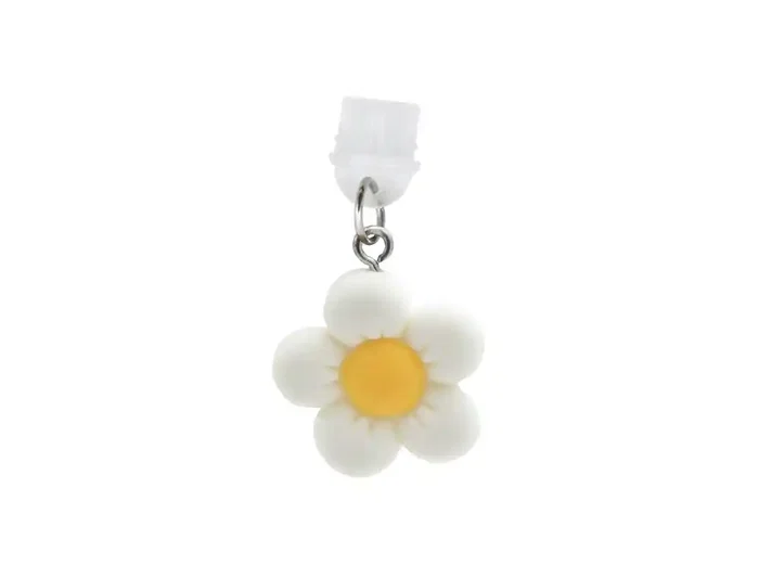 Wondee Charm Funny Protegepuertos Móvil con Colgante Floral Blanco para Tipo-C - Protección Contra Polvo y Decoración para Smartphone