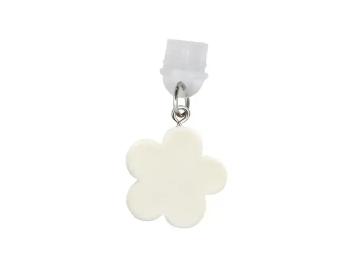 Wondee Charm Funny Protegepuertos Móvil con Colgante Floral Blanco para Tipo-C - Protección Contra Polvo y Decoración para Smartphone
