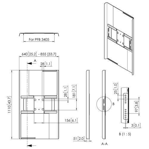 Vogel's PFA 9121 Back Covers para Pantallas de 50-55 Pulgadas en Orientación Vertical, Negro