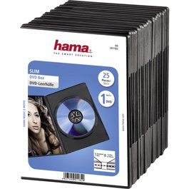 Hama Pack de 25 Cajas Slim DVD, Negro