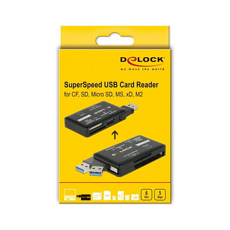 DeLOCK Lector de tarjetas 91758 USB 3.2 Gen 1 Negro DeLOCK Lector de tarjetas 91758 USB 3.2 Gen 1 Negro