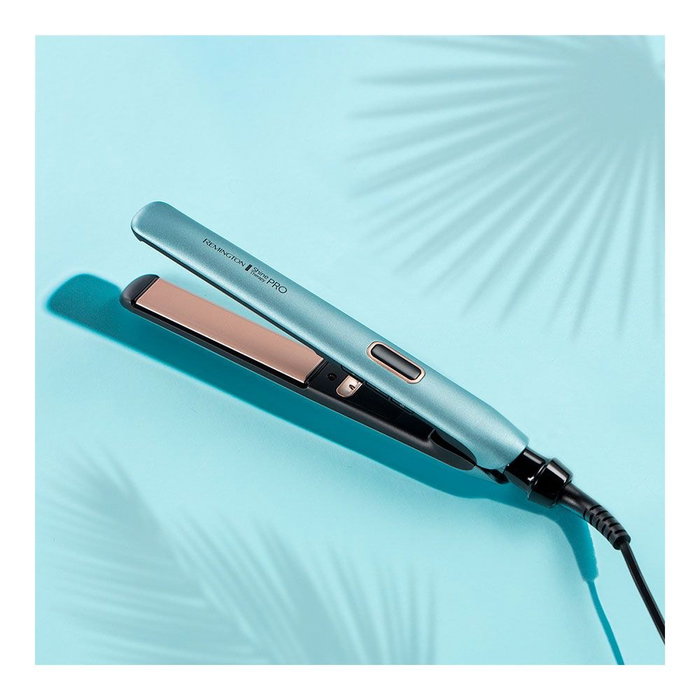 Remington Plancha de Pelo Shine Therapy Pro S9300 con Tecnología Superioriónica y Calentamiento Rápido en 15 Segundos, Placas de Cerámica Avanzada con Aceite de Argán, Color Azul