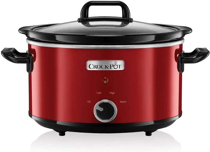 Crock-Pot SCV400RD Olla de Cocción Lenta 3,5 Litros para 4 Personas, 2 Ajustes de Temperatura, Tazón Cerámico Extraíble, Color Negro y Rojo