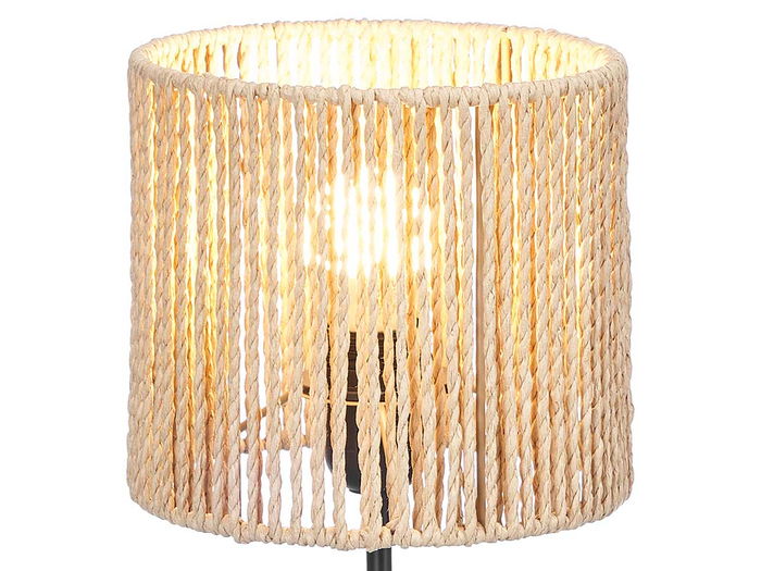 Giftdecor Lámpara de Sobremesa Cilindro con Detalle de Cuerda, Color Negro/Natural, 17.5x27x17.5 cm, con Casquillo E27 (Bombilla no Incluida) (Set de 6)