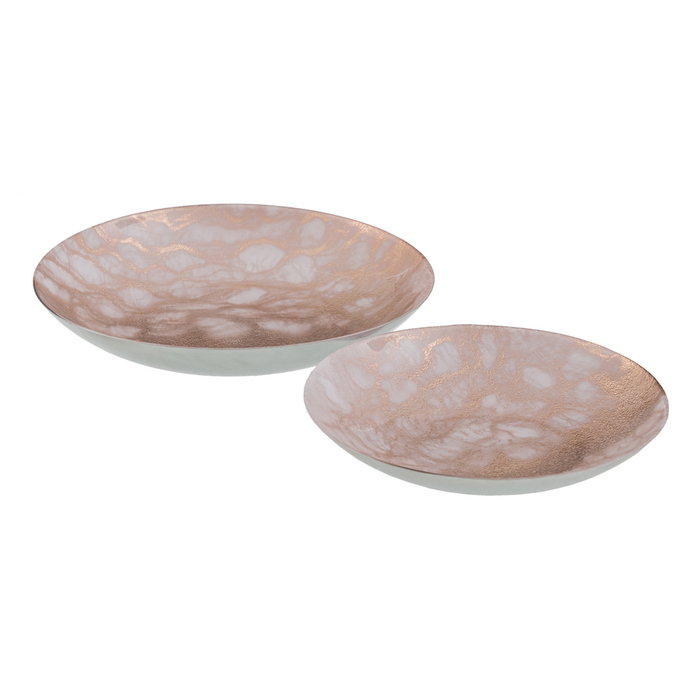 Centro Mesa Bandeja Cobre Rosado Cristal 40 X 40 cm