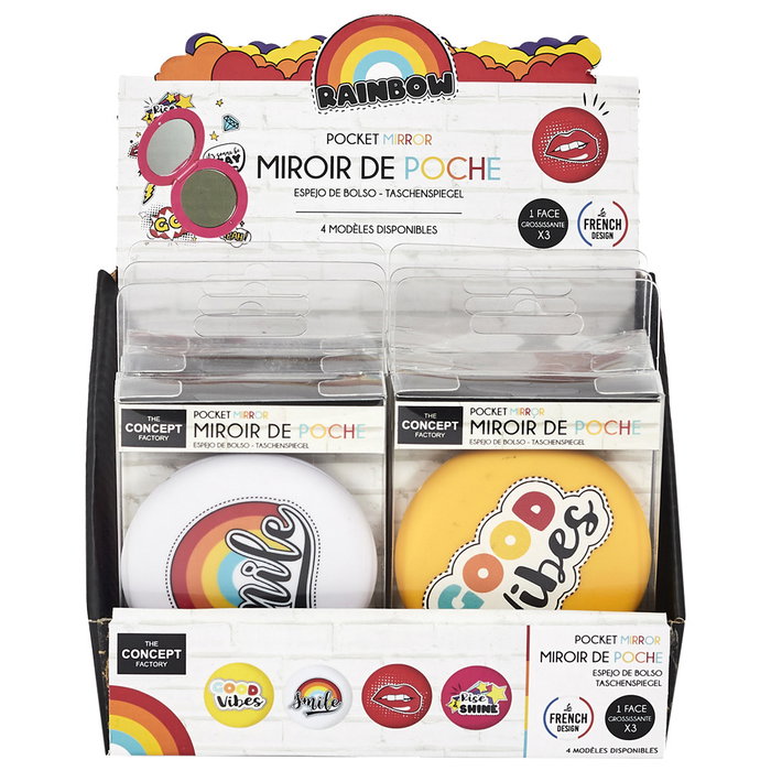The Concept Factory 2 Espejos De Bolsillo Con Funda Colección Rainbow Rojo Fucsia Blanco Amarillo The Concept Factory 2 Espejos De Bolsillo Con Funda Colección Rainbow Rojo Fucsia Blanco Amarillo
