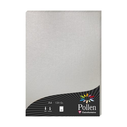 Papel Clairefontaine Pollen A4 120G 50H Plateado Papel Clairefontaine Pollen A4 120G 50H Plateado