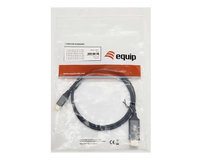 Equip Adaptador USB-C a HDMI 4K 60Hz 1m - Referencia 133415 - Conectores Chapados en Oro para Video 2K/1080P - Negro, Gris
