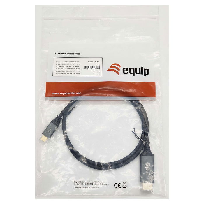 EQUIP Cable USB-C a HDMI 4K 60Hz 1m Negro/Gris